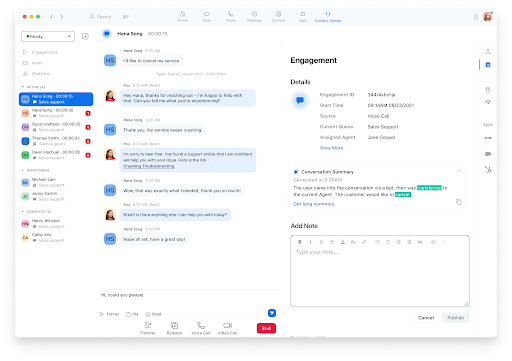 Zoom Contact Center UI