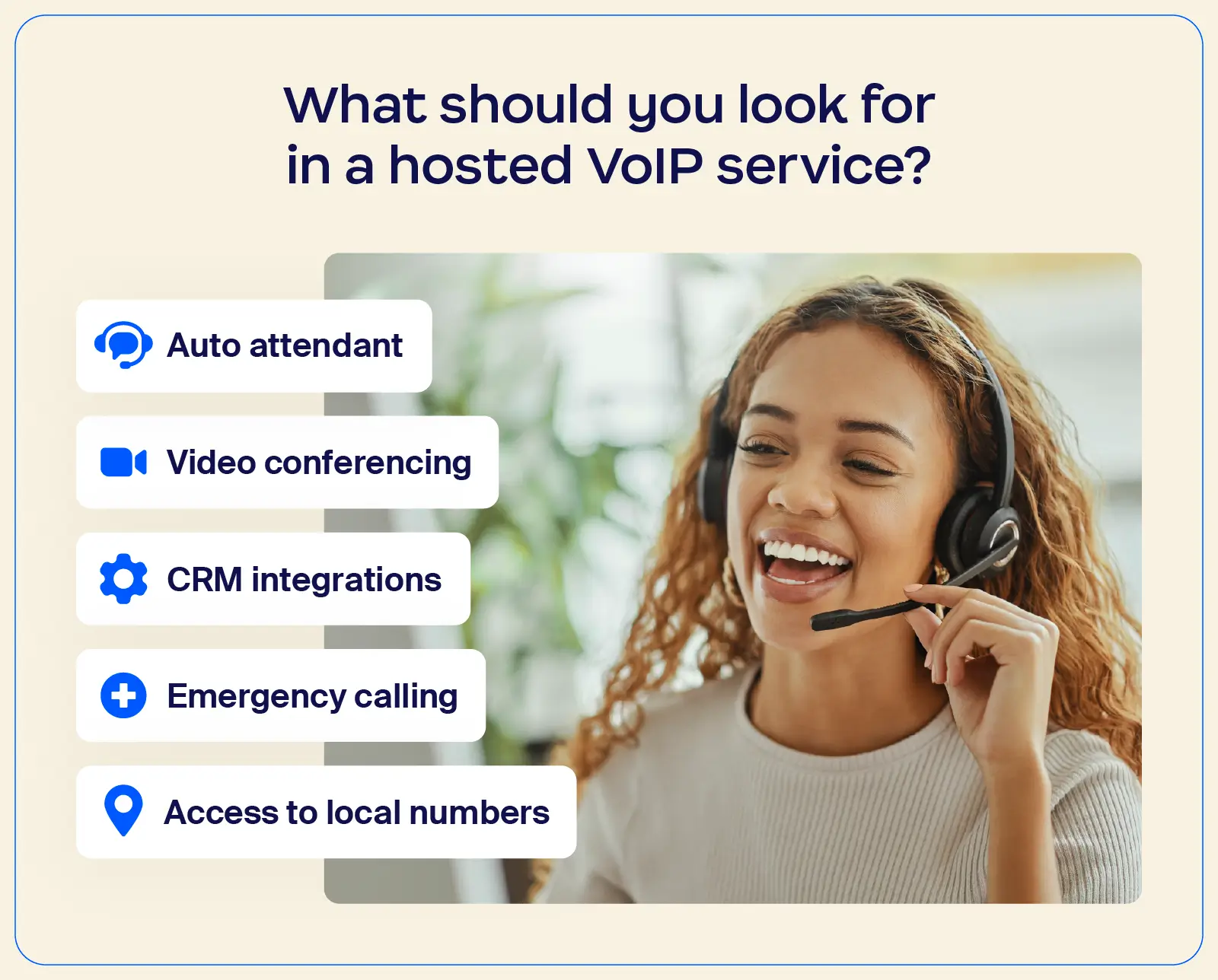 Illustration showing features of VoIP