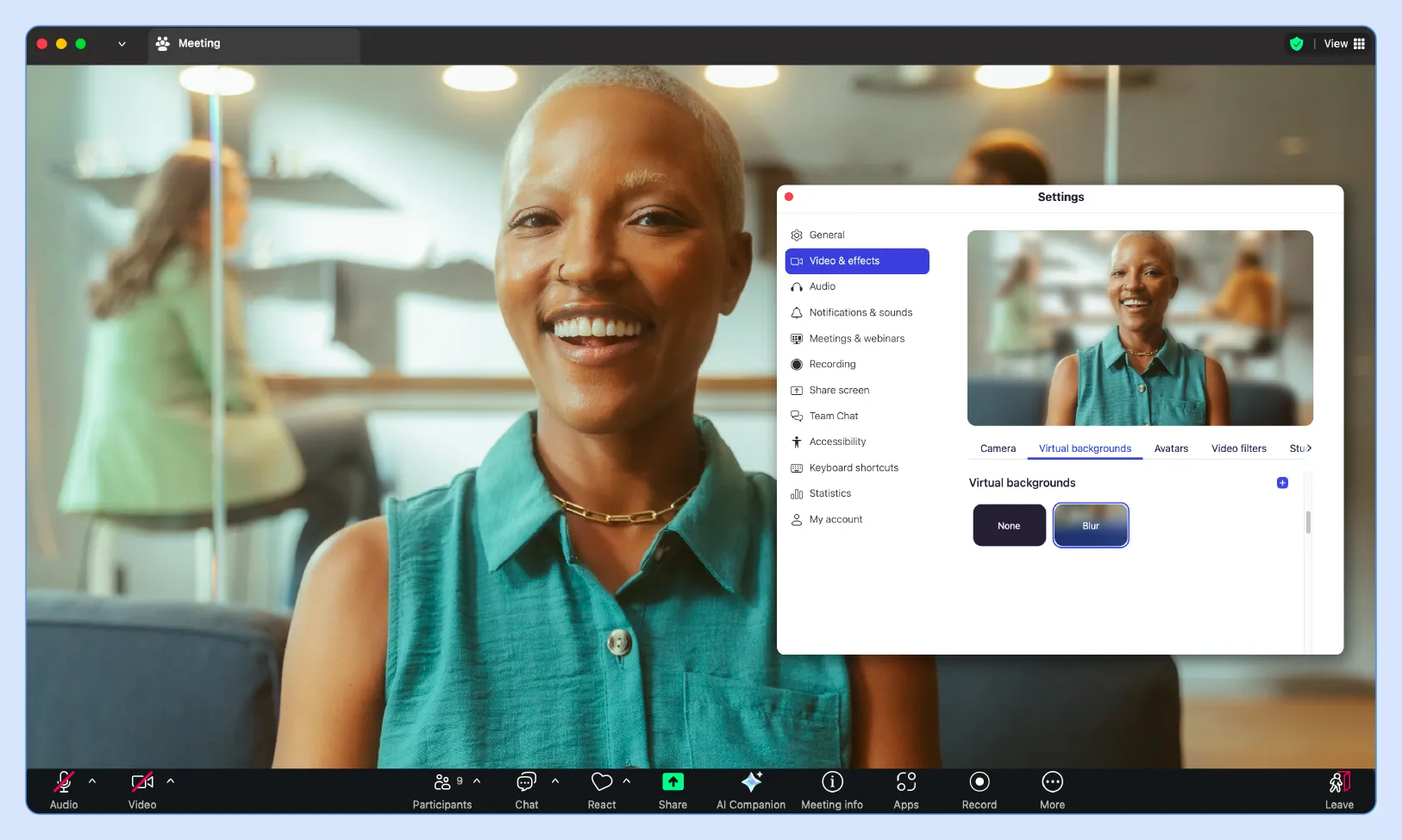 Background options within Zoom