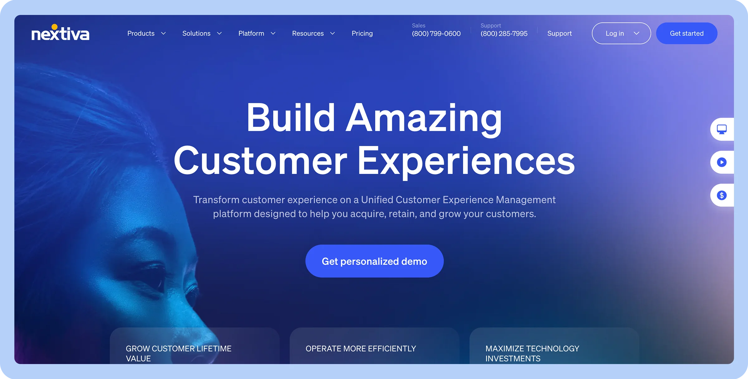 Stylized screenshot of Nextiva&rsquo;s homepage.